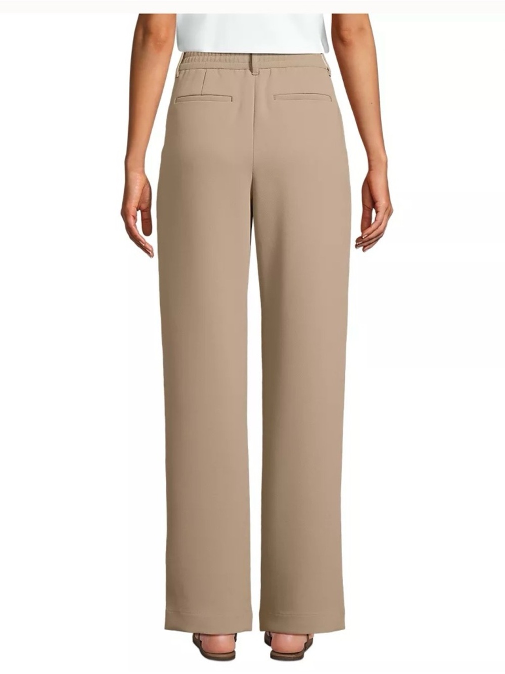 Lands End Wide-Leg High-Waist Trousers in Camel - Picture 4 of 6